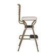 Pemberly Row Retro Chair + Step Stool with Flip-Up Seat in Gold and Cream