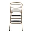 Pemberly Row Retro Chair + Step Stool with Flip-Up Seat in Gold and Cream