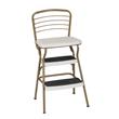 Pemberly Row Retro Chair + Step Stool with Flip-Up Seat in Gold and Cream