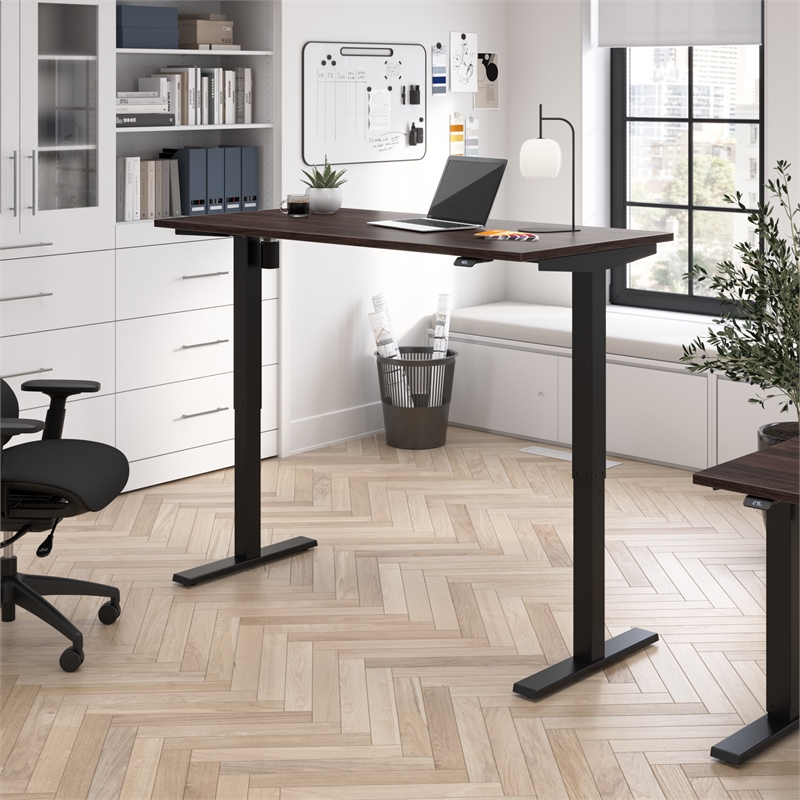 Pemberly Row 60W Adjustable Standing Desk in Black Walnut - Engineered Wood
