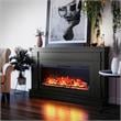 Pemberly Row Wide Mantel with Linear Electric Fireplace in Black Oak