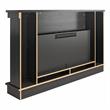 Pemberly Row Wide Mantel with Linear Electric Fireplace in Black Oak
