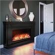 Pemberly Row Wide Mantel with Linear Electric Fireplace in Black Oak