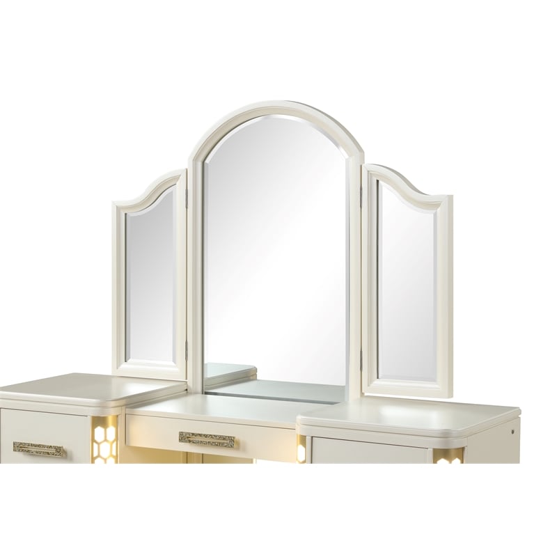 Pemberly Row Vanity Set with side LED lightning made with Wood in Beige