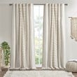 Pemberly Row Cotton Printed Window Panel with Chenille Stripe in Ivory