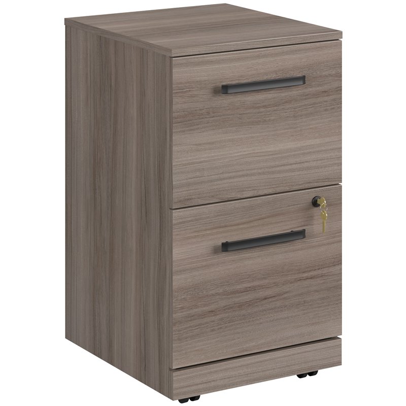 Pemberly Row Engineered Wood 2-Drawer Mobile Filing Cabinet in Elm/Brown