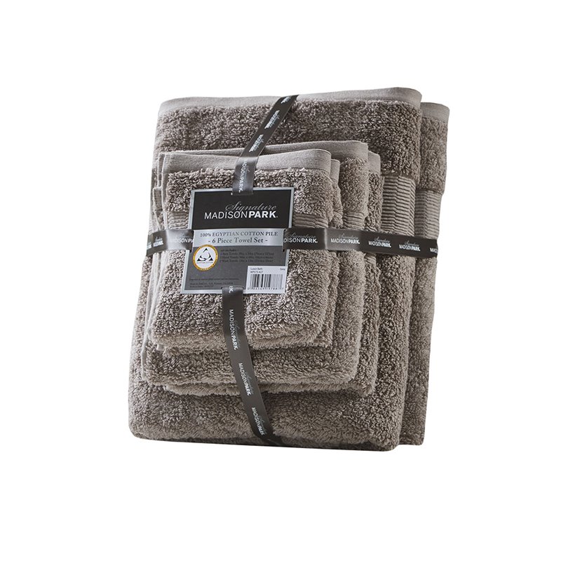 Pemberly Row 6-Piece Egyptian Cotton Towel Set in Taupe Brown