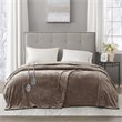 Pemberly Row Polyester Solid Microlight Heated Blanket in Mink Brown