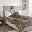 Pemberly Row Polyester Solid Microlight Heated Blanket in Mink Brown