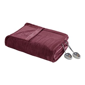 Pemberly Row Polyester Solid Microlight Heated Blanket in Red Finish