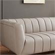 Pemberly Row Modern Living Room Full Grain Leather Couch in Light Gray