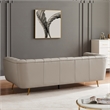 Pemberly Row Modern Living Room Full Grain Leather Couch in Light Gray