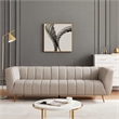 Pemberly Row Modern Living Room Full Grain Leather Couch in Light Gray
