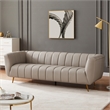 Pemberly Row Modern Living Room Full Grain Leather Couch in Light Gray