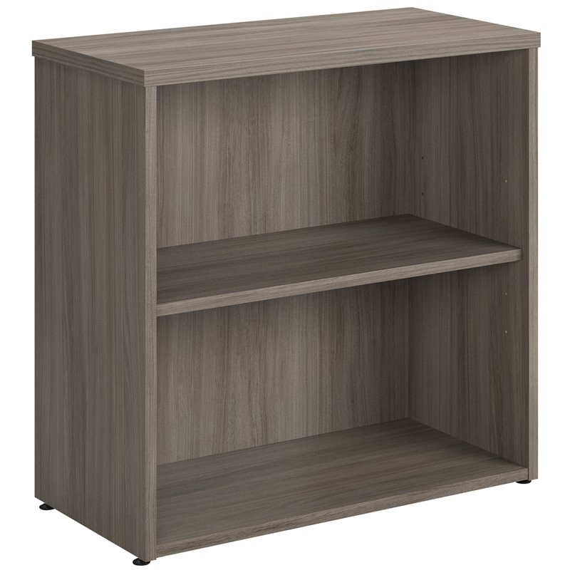 Pemberly Row Modern Engineered Wood 2-Shelf Bookcase in Elm/Brown