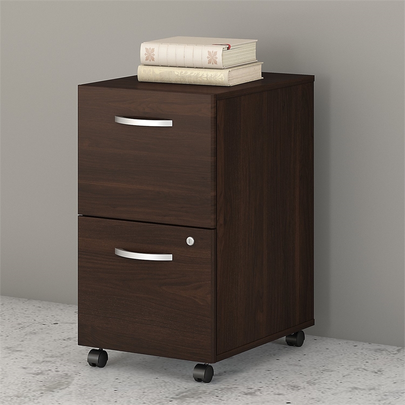 Pemberly Row 2 Drawer Mobile File Cabinet in Black Walnut - Engineered Wood