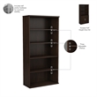 Pemberly Row Tall 5 Shelf Bookcase with Doors in Black Walnut - Engineered Wood