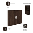 Pemberly Row Tall 5 Shelf Bookcase with Doors in Black Walnut - Engineered Wood