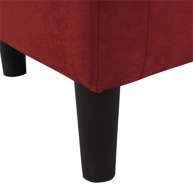 Pemberly Row Accent Chair with Ottoman in Red Microfiber Fabric