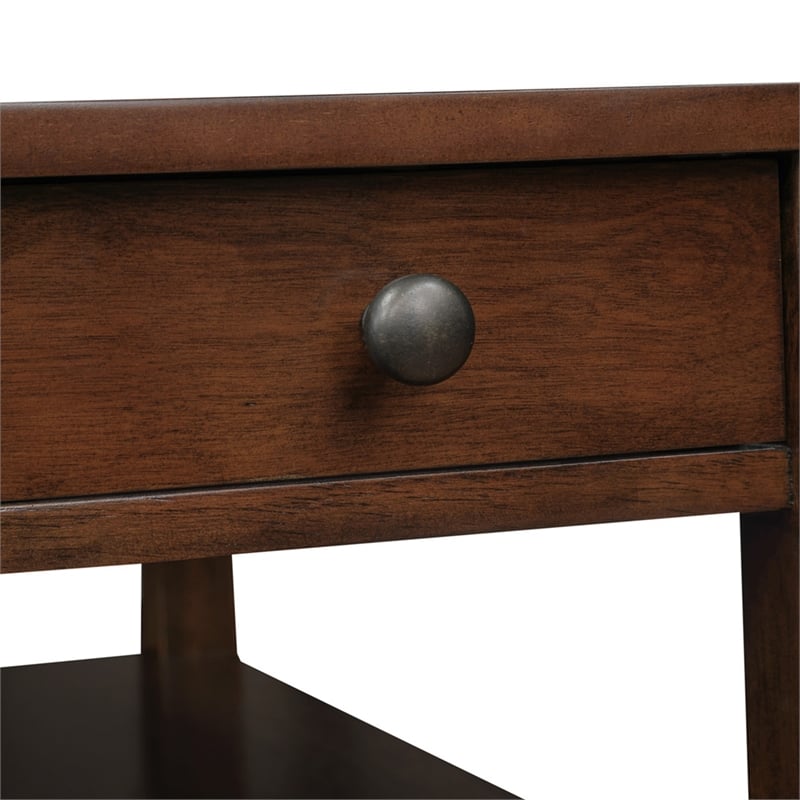 Pemberly Row One-Drawer End Table with Charging Station in Espresso Wood