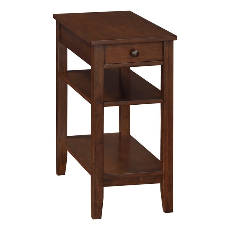 Pemberly Row One-Drawer End Table with Charging Station in Espresso Wood