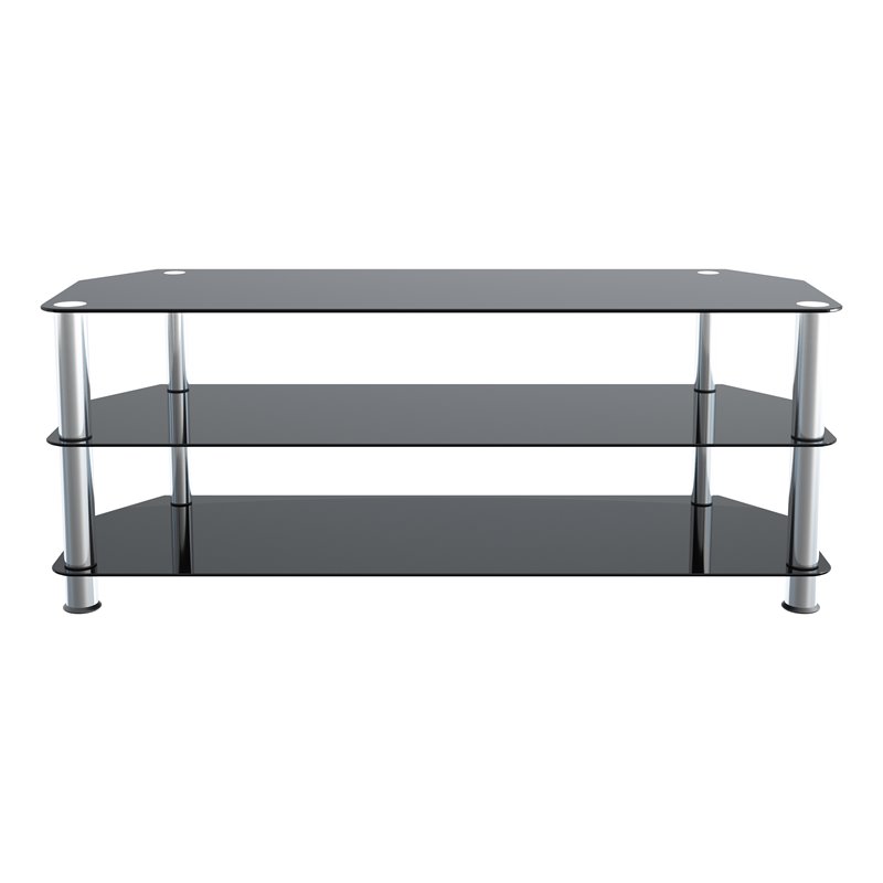Pemberly Row Steel and Glass TV Stand for up to 60