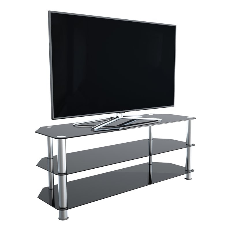 Pemberly Row Steel and Glass TV Stand for up to 60