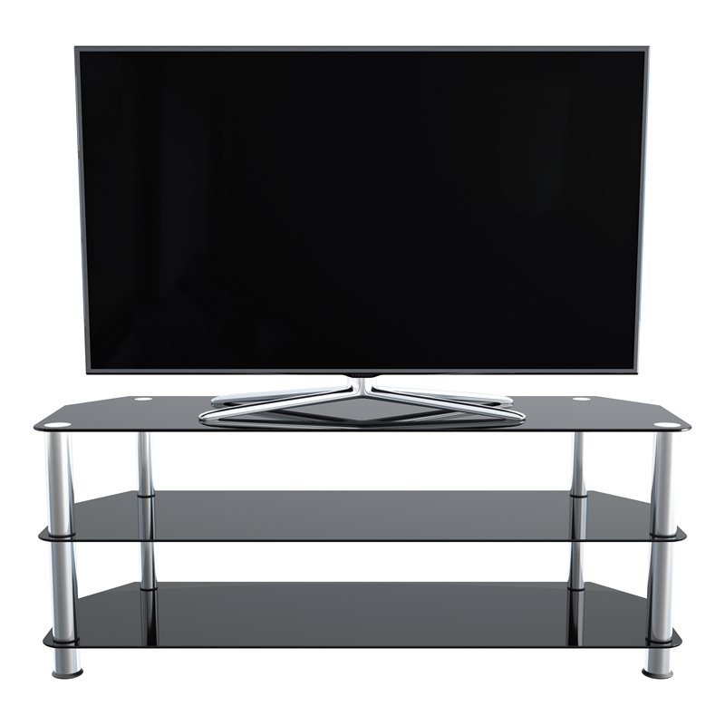 Pemberly Row Steel and Glass TV Stand for up to 60