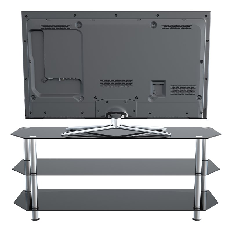 Pemberly Row Steel and Glass TV Stand for up to 60