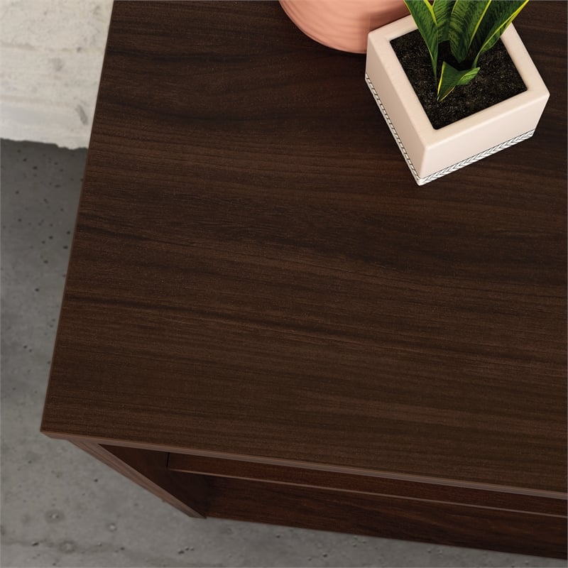 Pemberly Row Engineered Wood 2-Shelf Bookcase in Noble Elm/Brown Finish