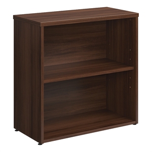 Pemberly Row Engineered Wood 2-Shelf Bookcase in Noble Elm/Brown Finish