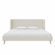 Pemberly Row Upholstered Wingback Bed Frame King Ivory Velvet