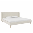 Pemberly Row Upholstered Wingback Bed Frame King Ivory Velvet