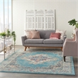 Pemberly Row 9' x 12' Ivory Light Blue Fabric Bohemian Area Rug (9' x 12')