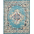 Pemberly Row 9' x 12' Ivory Light Blue Fabric Bohemian Area Rug (9' x 12')