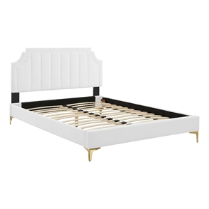 Pemberly Row Modern Performance Velvet King Platform Bed - White