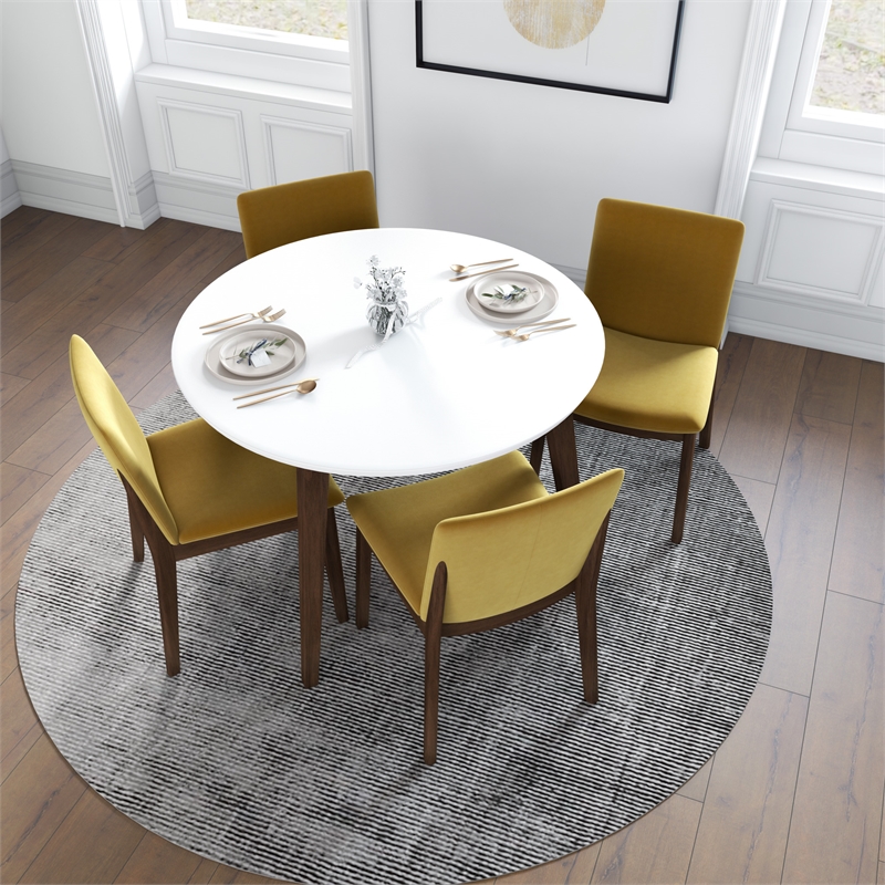 Pemberly Row Wood White Top Round Dining Room&Kitchen Table and 4 Chair Set