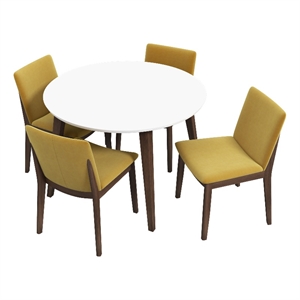 Pemberly Row Wood White Top Round Dining Room&Kitchen Table and 4 Chair Set
