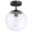 Pemberly Row Pendant Light with Clear Seedy Glass Globe Shade in Matte Black
