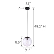 Pemberly Row Pendant Light with Clear Seedy Glass Globe Shade in Matte Black