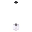 Pemberly Row Pendant Light with Clear Seedy Glass Globe Shade in Matte Black