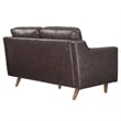 Pemberly Row Modern Cushion Back Genuine Leather Upholstered Loveseat in Brown
