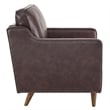 Pemberly Row Modern Genuine Leather Upholstered Armchair in Brown