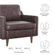 Pemberly Row Modern Genuine Leather Upholstered Armchair in Brown