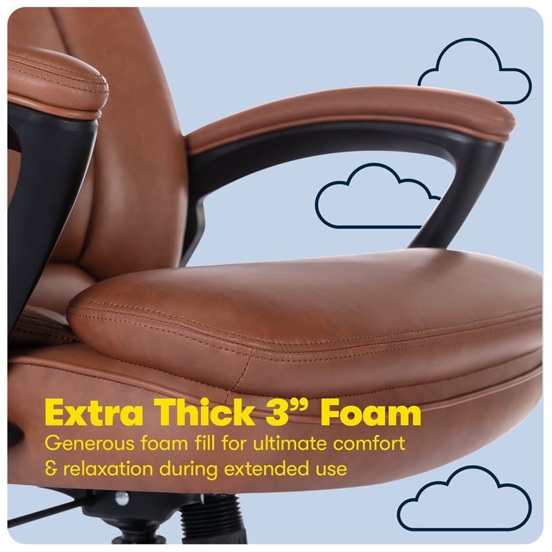 Pemberly Row Big and Tall Executive Office Chair Cognac Bonded Leather