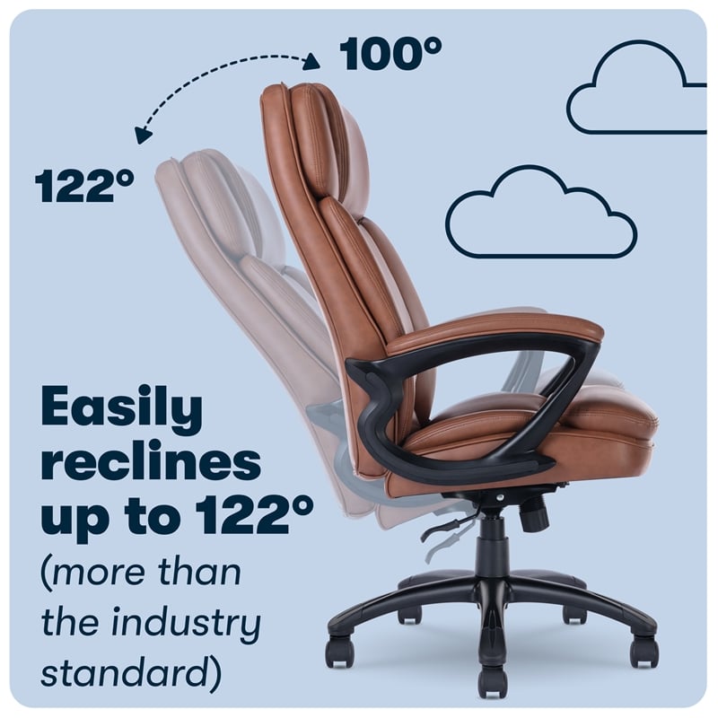 Pemberly Row Big and Tall Executive Office Chair Cognac Bonded Leather
