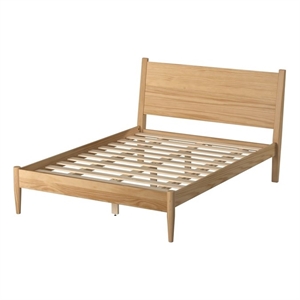 Pemberly Row 80&quotW Mid-Century Wood King Size Panel Bed Oak Finish