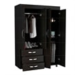Pemberly Row Modern Armoire Double Door Black Engineered Wood