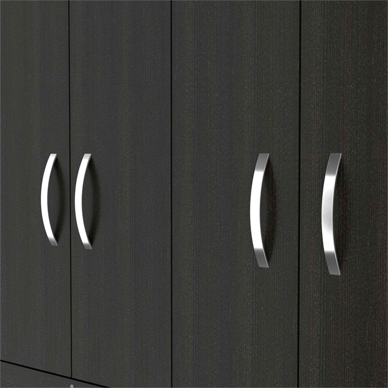 Pemberly Row Modern Armoire Double Door Black Engineered Wood
