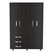 Pemberly Row Modern Armoire Double Door Black Engineered Wood